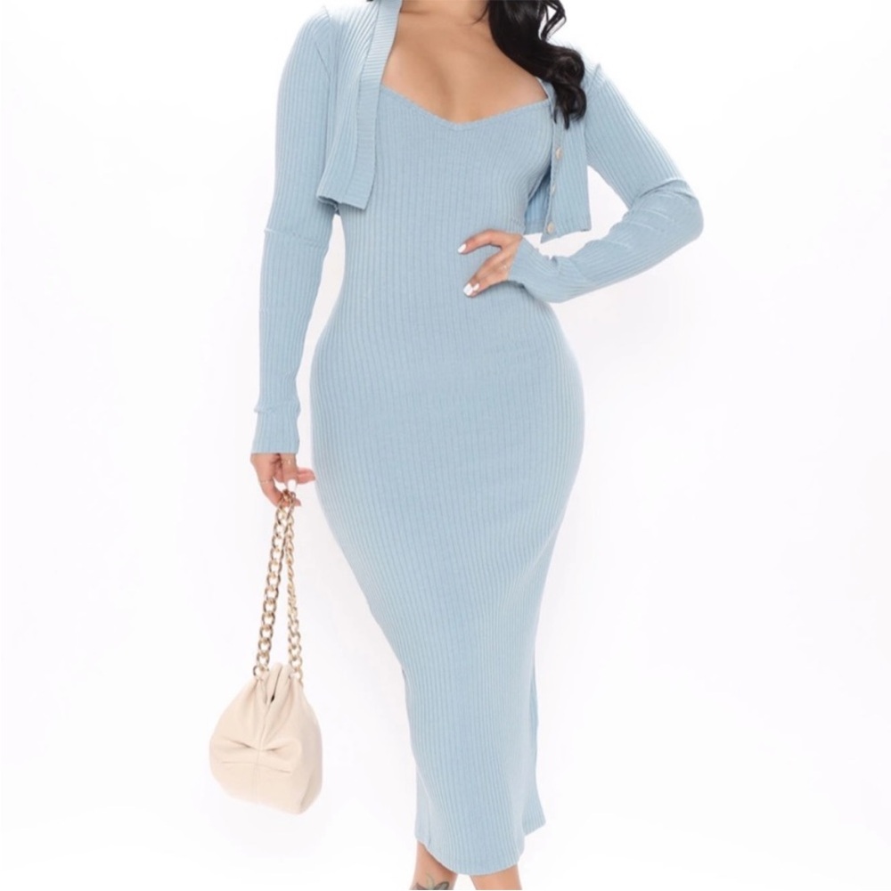 COPY - NWT FASHION NOVA Hayden Ribbed Midi Dress Set - Medium